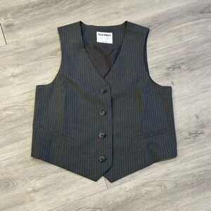 Old Navy Grey Pinstripe Vest